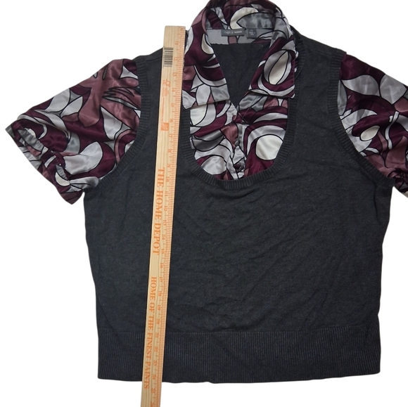 SALE EUC apt. 9 Sz. 2XL Dark Gray/Purple Faux Vest/Blouse - Picture 6 of 10